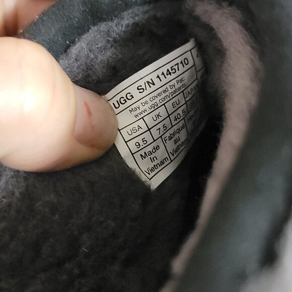 NEW UGG Brooklyn Sunburst Boots Womens 10 Black Suede Gray Fur Chunky Boho - Picture 8 of 11